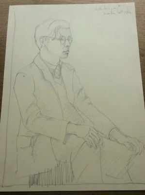 Signed Original Pencil Drawing Lillian Mingay 1936 Male Model 1930s Fashion - Изображение 1 из 4