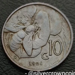Italy 10 Centesimi 1928 R. KM#60. Ten Cents coin. Honey Bee. V. Emanuele lll. DK - Picture 1 of 7