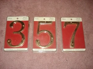 Solid Brass Hand Crafted 5 inch House Numbers Lot Of 3 New factory sealed - Picture 1 of 3