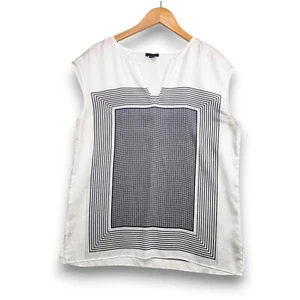 ANN TAYLOR women's medium sleeveless tank top shirt geometric print black white - Picture 1 of 8