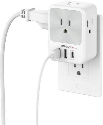 Wall Outlet Extender Surge Protector With USB Charger Port Wall Adapter Tap - Image 1 of 4
