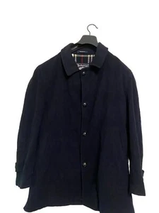vintage burberry Wool Coat winter jacket VIRGIN wool overcoat men blue navy 52 - Picture 1 of 20
