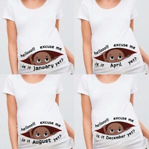 JAL Camiseta divertida embarazada con estampado de bebé de maternidad para mujer