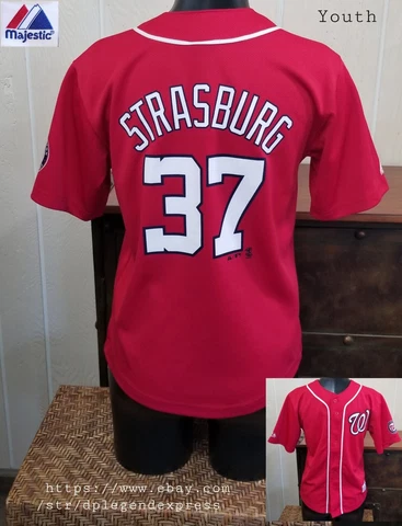 MLB Washington NATIONALS Baseball Stephen STRASBURG Majestic Jersey YOUTH 10/12 Cover