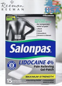 Salonpas 4% Maximum Strength Pain Relief Gel-Patch 15 Patches with Free Shipping - Picture 1 of 5
