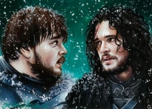 Limited Edition ACEO PRINT Jon Snow Sam Tarly Game of Thrones Night's Watch - Picture 1 of 1