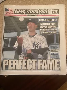 MARIANO RIVERA NY POST FULL NEWSPAPER NY YANKEES HALL OF FAME UNANIMOUS 1/23/19 - Picture 1 of 2