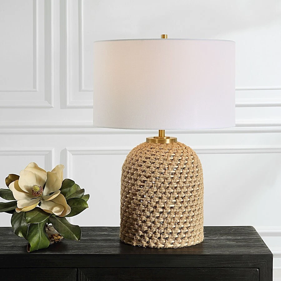 Uttermost Kendari Rope & Rattan Table Lamp, Antique Brass - 30243 - Image 1 of 1