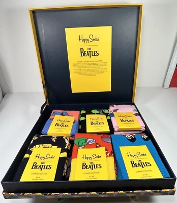 Beatles Yellow Submarine Happy Socks LE Gift Box Set 6 pack pairs 8/12 us 50th - Image 1 of 4