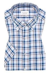 ETERNA KURZARM HERREN HEMD COMFORT FIT HEMD TWILL BÜGELFREI BLAU WEIß KARIERT - Bild 1 von 4
