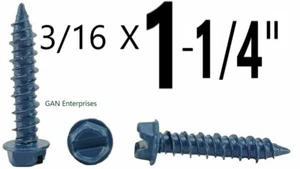 Concrete Screw 3/16" X 1-1/4" Hex Washer Head Masonry  Tapcon Anchor Blue 2500 - Picture 1 of 5