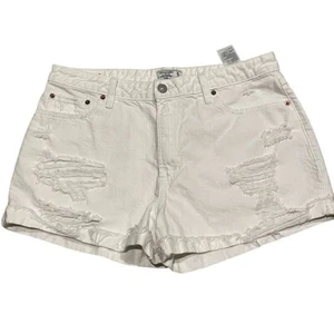 Abercombie & Fitch Shorts White Annie High Rise Jean Sz 31 Distressed Meas: 32 - Picture 1 of 3