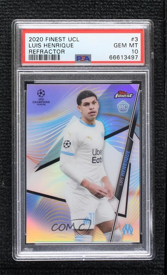 2020-21 Topps Finest UCL Refractor Luis Henrique #3 PSA 10 GEM MT Rookie RC - Image 1 of 2