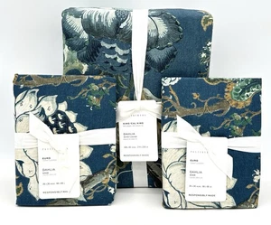 Pottery Barn~ Dahlia Floral Duvet Cover~King + 2 Euro Shams~Blue - Picture 1 of 1