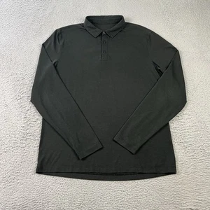 Lululemon Polo Shirt Mens Medium Black Long Sleeve Stretch Golf Activewear - Picture 1 of 10