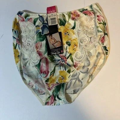 De Colección Años 90 Vanity Fair Calzoncillo Corte Alto PantyNylon Encaje Floral Algodón Refuerzo Talla L Nuevo con Etiquetas Foto 1 de 4
