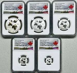 2024 CANADA MAPLE LEAF AUTUMN BEAUTY REVERSE PROOF 5-COIN SET GILT NGC REV PF70 - Picture 1 of 14