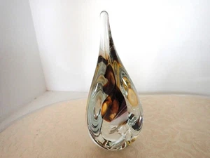 Vintage Marian Pyrcak m.p. Signed Poland Studio Art Glass Paperweight Teardrop - Picture 1 of 5