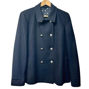 Brooks Brothers “346” Navy Blue Wool Blend Pea Coat Jacket Preppy Plus Size 16 - Picture 1 of 7