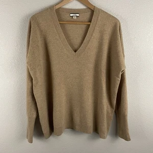 Suéter relajado J Crew para mujer M marrón claro 100 % cachemir novio cuello en V  - Imagen 1 de 4