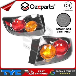 TYC Pair LH+RH Tail Light Lamp Black For Mazda 3 BK s1 03~06 4 Dr Sedan SP23 - Picture 1 of 5