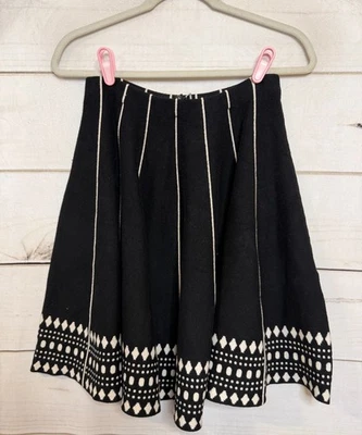 Plenty By Tracy Reese Est Sz S Black Pleated Sweater Skirt White Details Chic - Image 1 of 4