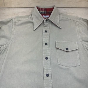 Men's VTG 70s Sy Devore Hollywood Beige Cotton Corduroy Shirt Sz M 1970s Disco - Picture 1 of 21