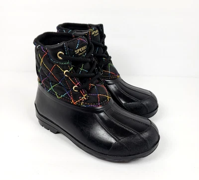 Sperry Port Rainbow Toddler Girls Size 12 Black Quilted Casual Duck Rain Boots - Image 1 of 4