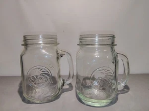 Vintage Set Of 2 Golden Harvest Drinking Jars Glass Mason 16oz Pint - Picture 1 of 6