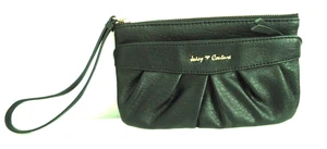 Juicy Couture Geldbörse schwarz Kunstleder Handtasche Plissee Kalbsleder Etui Geldbeutel - Bild 1 von 8