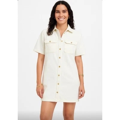 Madewell Dress Womens Small Ivory Denim Boxy Shirtdress Vintage Canvas NU922 - Image 1 of 4