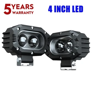 4 inch LED Work Light Bar Bright White 6000k Flood Pods Offroad Driving Fog Lamp - Picture 1 of 15