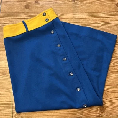 Falda larga vintage talla grande talla 38 azul y amarilla, con botones cara sonriente Foto 1 de 4