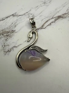 Elegant Swan Pendant with Mystical Stone - Picture 1 of 6