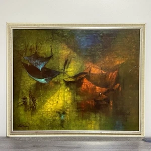 Vintage Fischernetze Le Be Dang Hoi Lebadang signiert Gemälde Kunst gerahmt selten - Bild 1 von 20