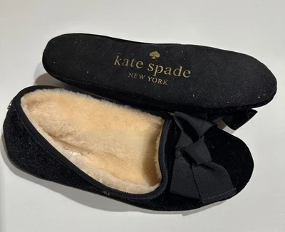 Тапочки Kate Spade New York Scarlett черные бархатные балетный домик размер 8 - Изображение 1 из 4