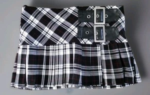 VTG Y2K Hell Bunny Red White Black Plaid Pleated Mini Skirt Women Sz S Punk Emo - Picture 1 of 7