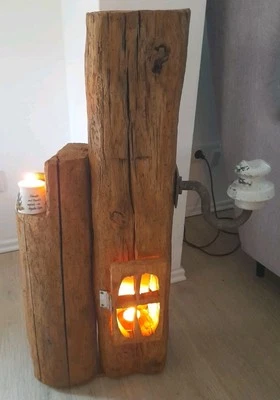 Alter Holzbalken Dekobalken Fachwerkbalken Stele Windlicht - Bild 1 von 4