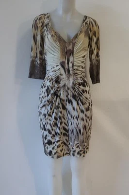 Womens Roberto Cavalli Tan, Brown Print Dress 44/US 8 - Image 1 of 4