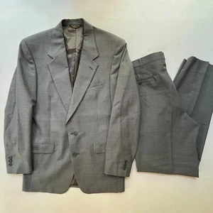 Pierre Cardin Two-Piece Suit Vintage Mens 40L Gray Wool 32x33 Pants Micro Weave - Picture 1 of 12
