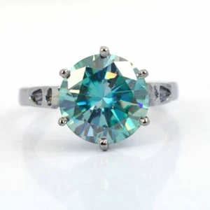 3.75 Ct Blue Treated Diamond Ring In White Gold Finish VVS1 Certified ! - Picture 1 of 4