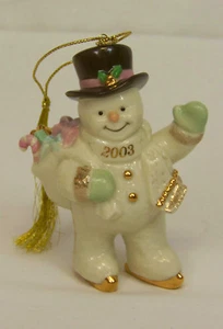 Lenox  2003 SKATE INTO THE HOLIDAYS Annual Porcelain Snowman Christmas Onrament - Picture 1 of 1