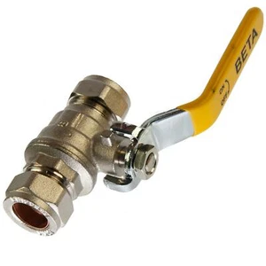15mm Lever Ball Valve Yellow Handle Compression British Gas Approved - Picture 1 of 1
