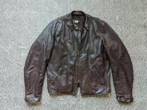 Vintage 1970er Leder BROOKS Motorradjacke 44 braun L Cafe Racer Biker - Bild 1 von 10