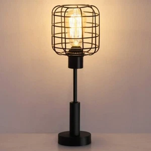 Industrial Table Lamp Desk Lamp  Caged Wire Shade Beside Nightstand Lamp Bedroom - Picture 1 of 7