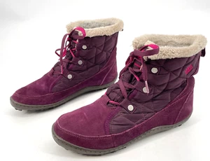 Columbia womens 9 Powder Summit Shorty Purple Suede Quilted Faux Fur snow boots - Picture 1 of 11