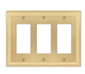 AMERELLE Hallcrest 3 Gang Rocker Metal Wall Plate - Satin Brass - Picture 1 of 3
