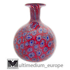 Murano Millefiori Glas Vase Fratelli Toso Blau Rot 60er Jahre glass