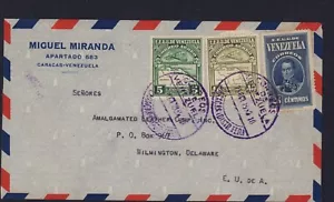 VENEZUELA 1932 LUFTPOSTBRIEF BOLIVAR KARTE FLUGZEUG NACH USA - Bild 1 von 1
