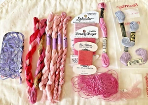 Needlepoint Embroidery Thread Collection Lot of 14 Overdyed Floss Silk Rayon - Picture 1 of 6